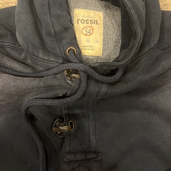 NAVY BLUE FOSSIL HOODIE SWEATSHIRT MEDIUM - Picture 3 of 5
